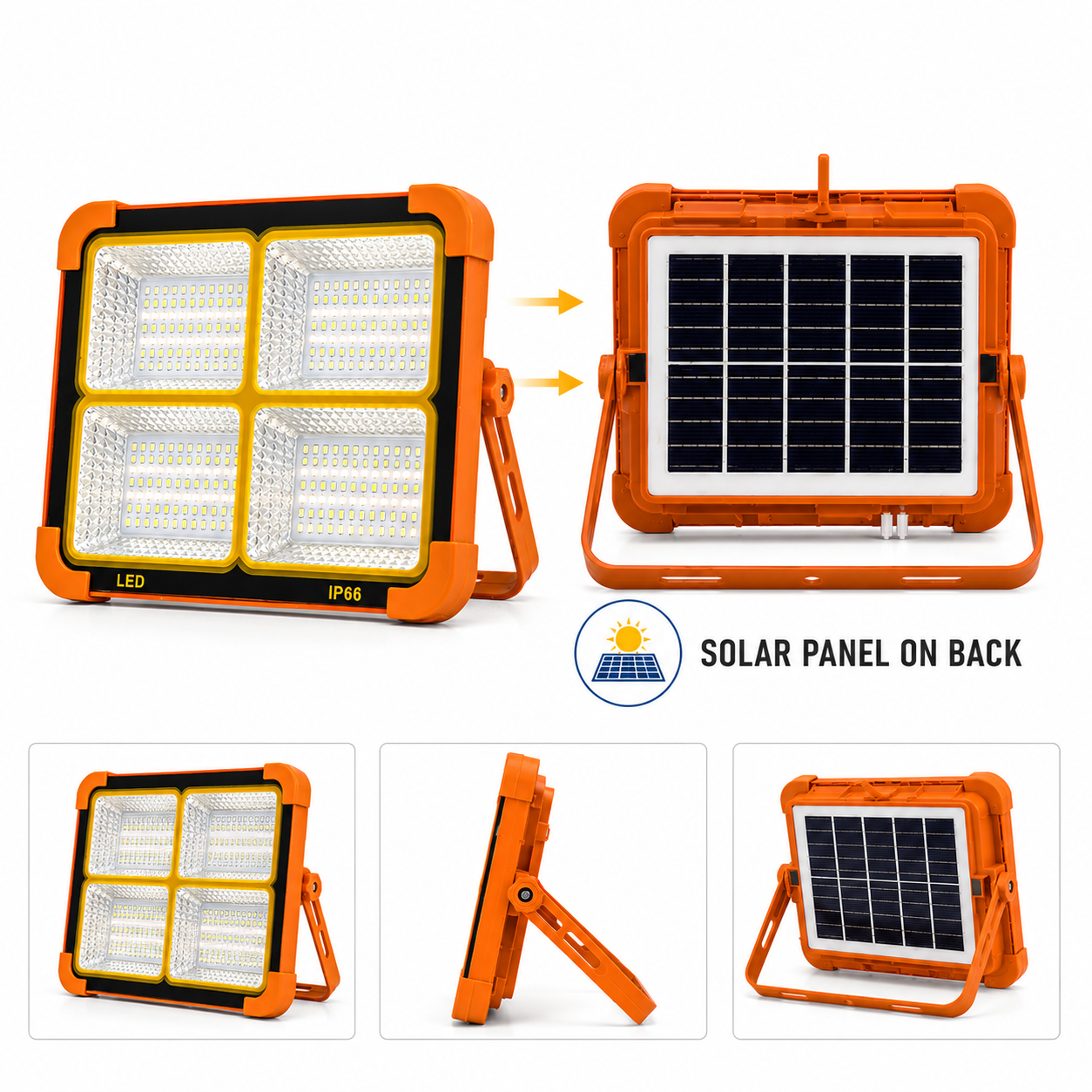500W Solar Rechargeable LED Lamp & Type-C Fast Charging Option - Image 4