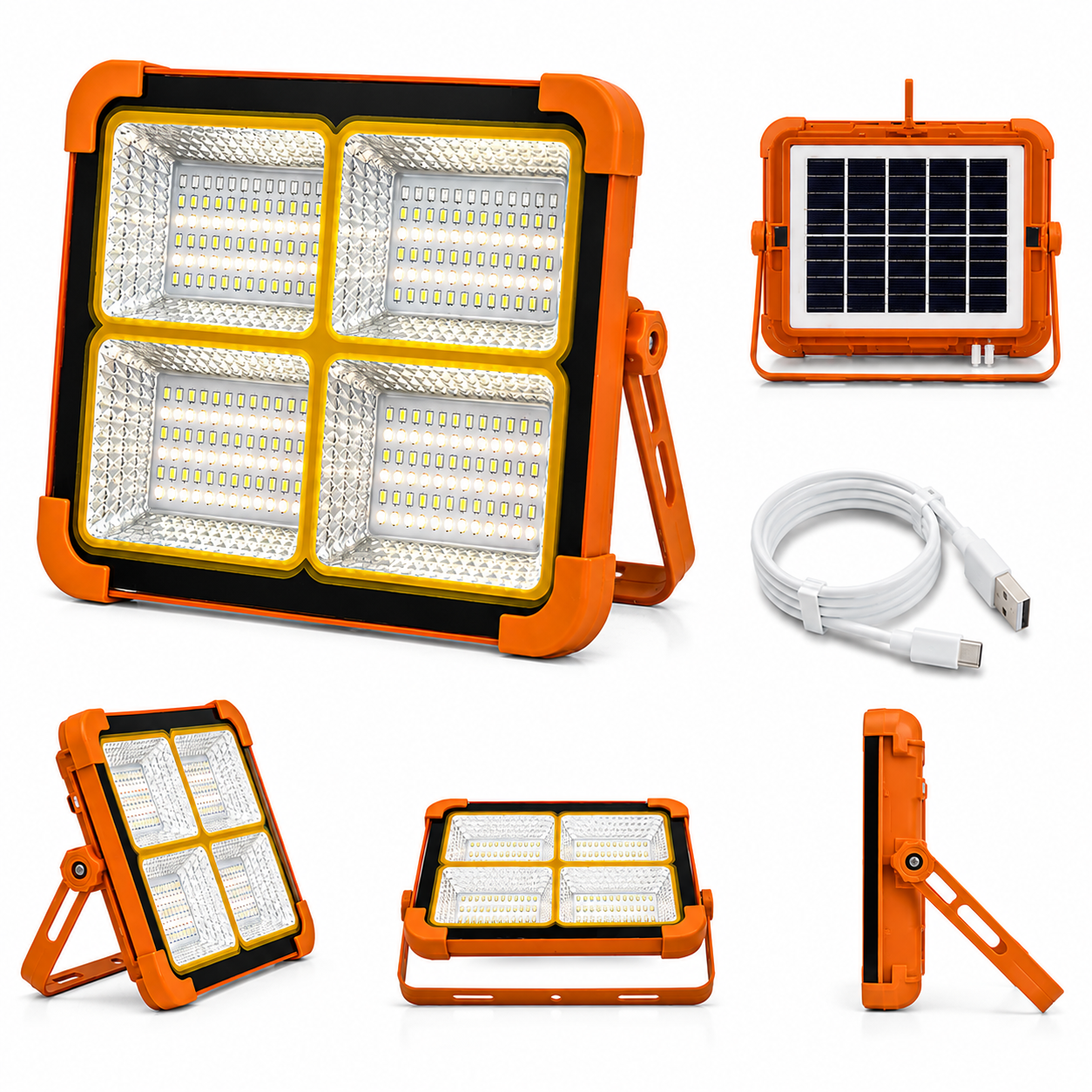 500W Solar Rechargeable LED Lamp & Type-C Fast Charging Option - Image 3
