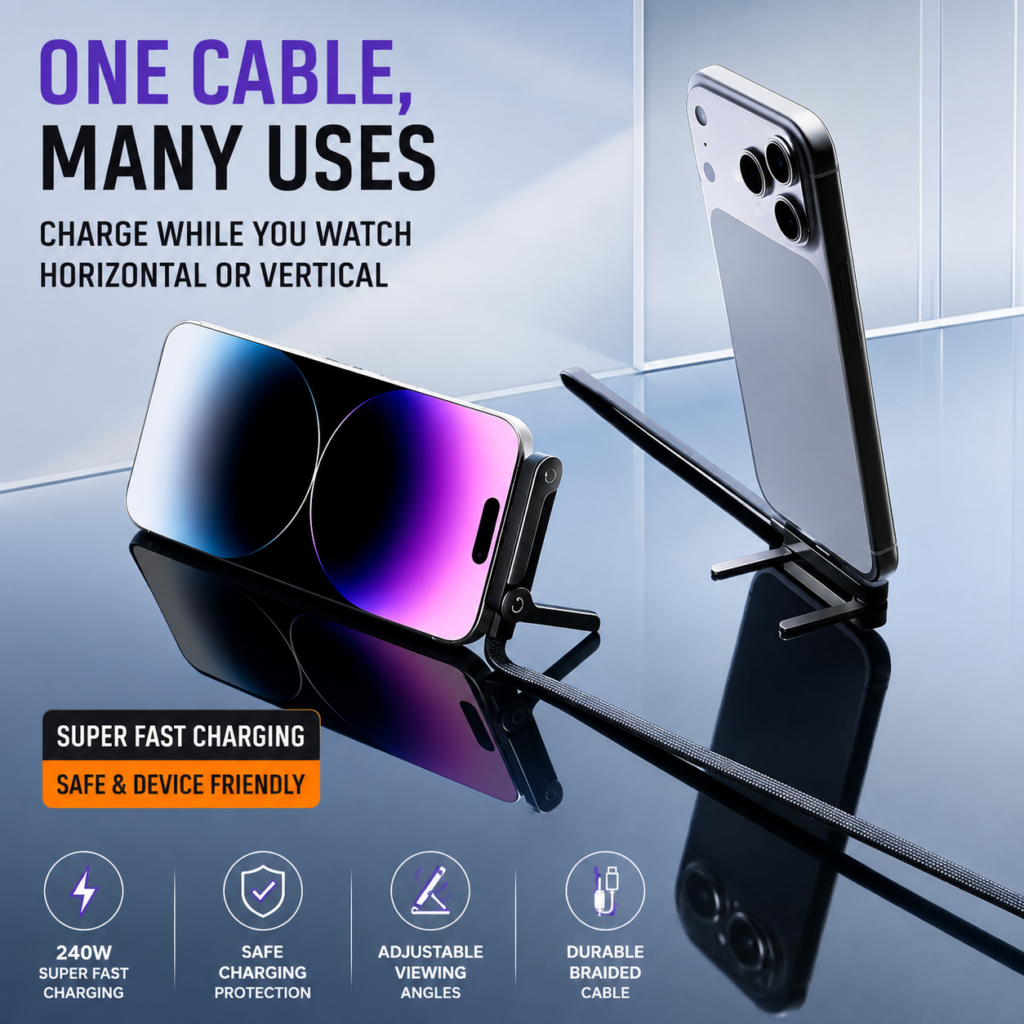 Zappa 240W Foldable Phone Stand USB-C Cable