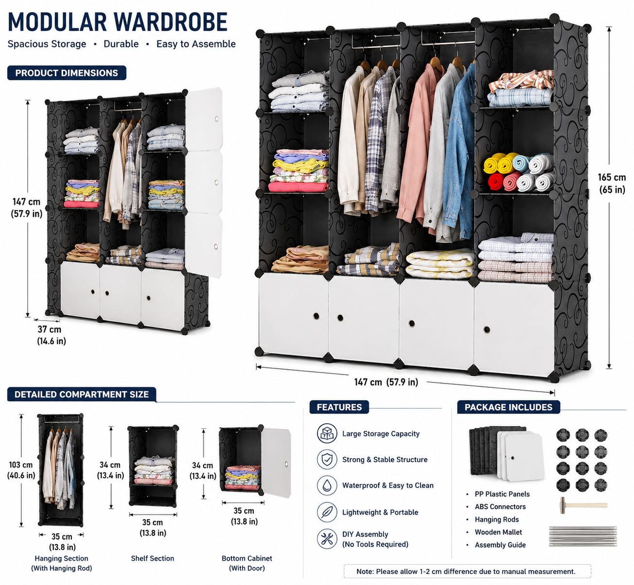Portable Modular Wardrobe – Multi-Compartment - Image 3