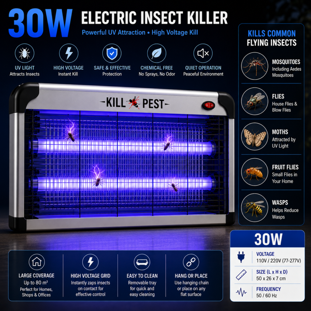 Electric Mosquito & Flying Insect Killer – UV Bug Zapper 30W