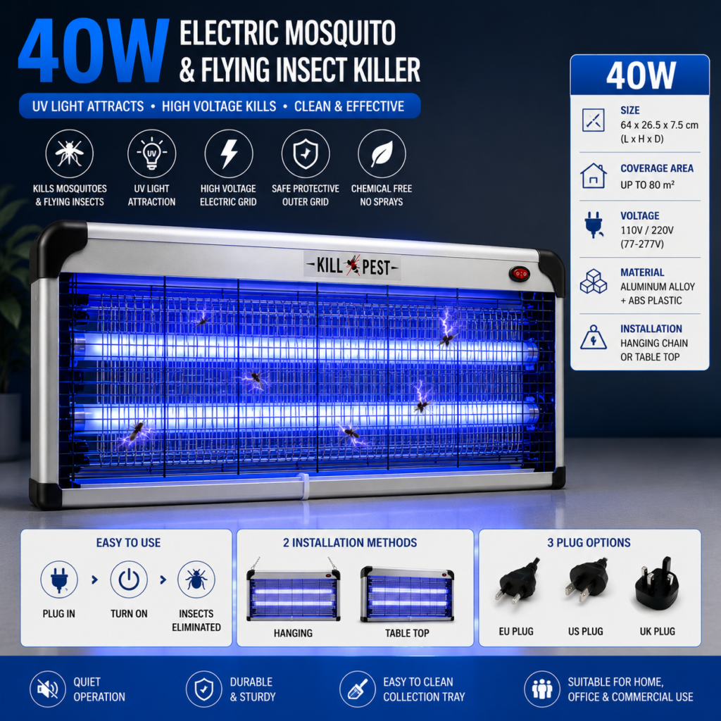 Electric Mosquito & Flying Insect Killer – UV Bug Zapper 40W