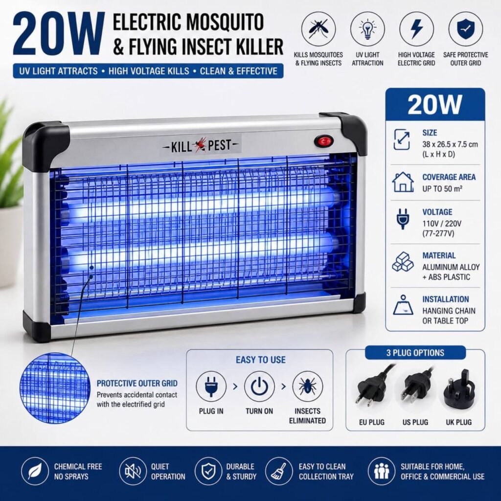 Electric Mosquito & Flying Insect Killer – UV Bug Zapper 20W