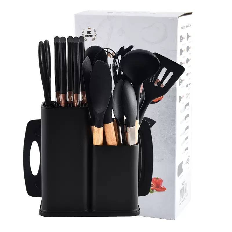 Complete Kitchen Utensil & Knife Set with Storage Holder